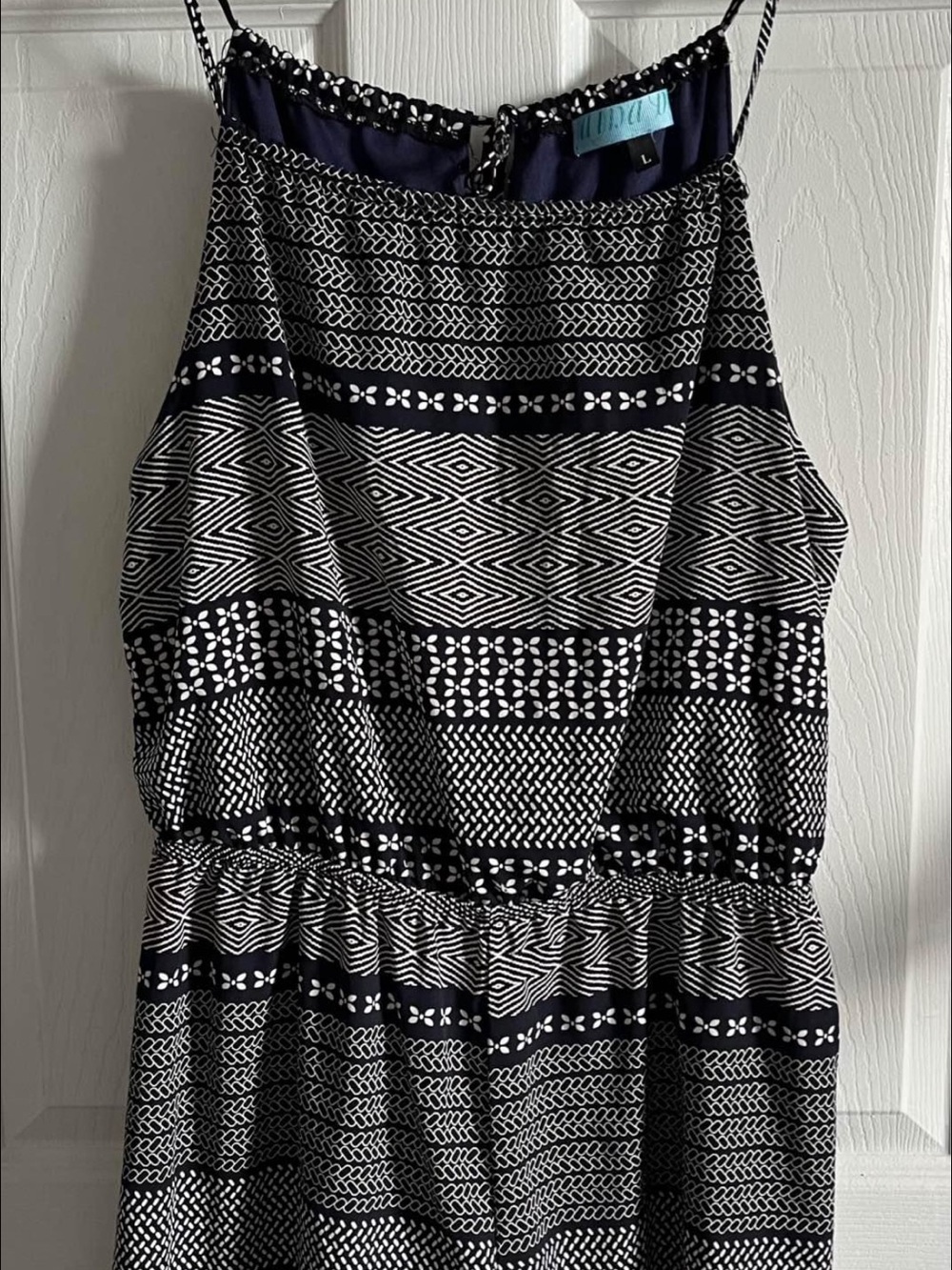 Blue and White Patterned Women’s Romper